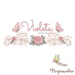 matriz de bordado arabesco rosas borboletas nome violeta-012