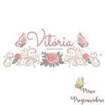 matriz de bordado arabesco rosas borboletas nome-vitoria-mirna 107
