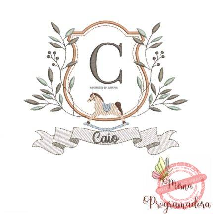 Matriz de Bordado moldura cavalinho-nome caio 15