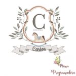 Matriz de Bordado moldura cavalinho-nome carlos 13