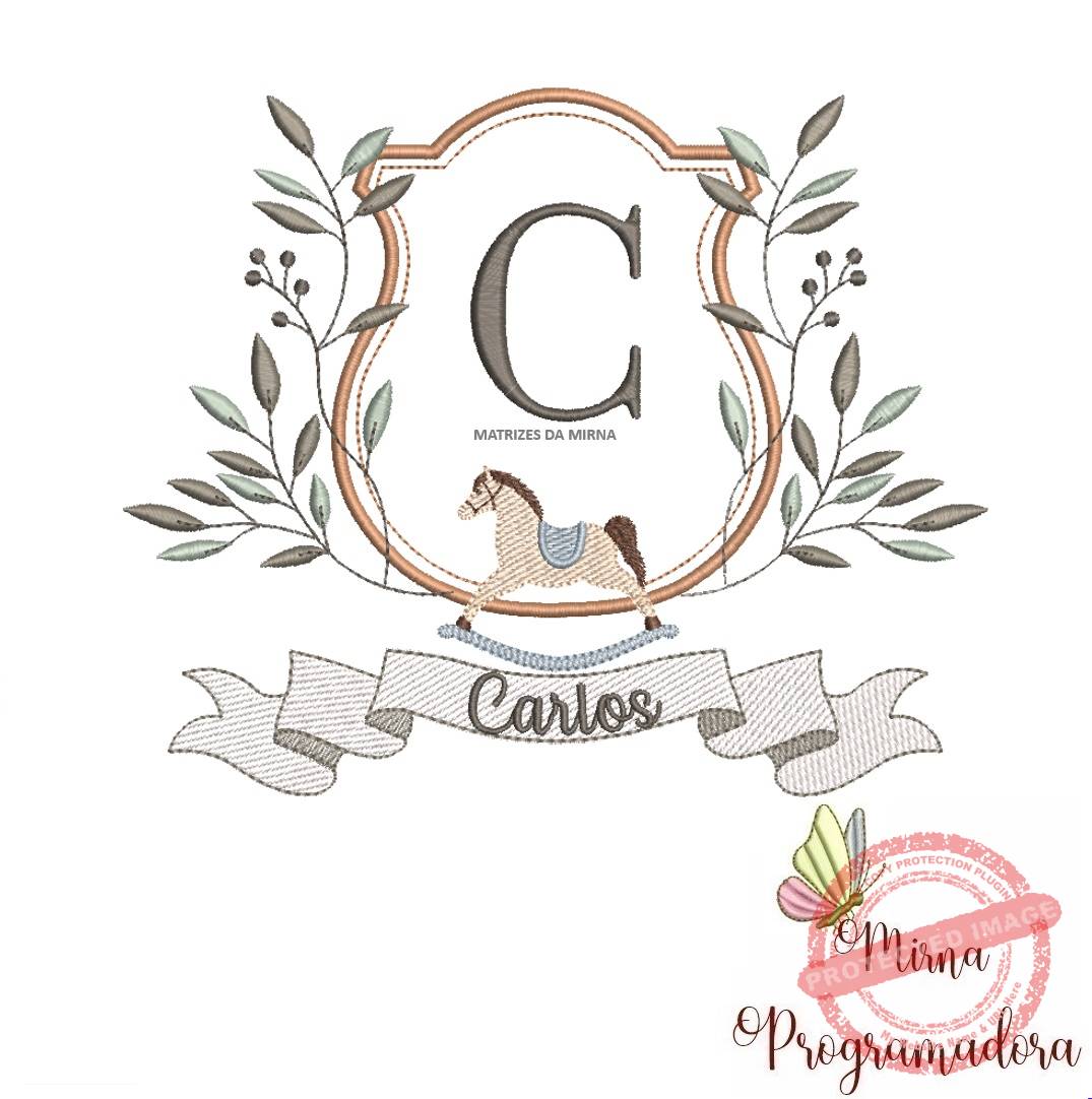 moldura cavalinho-nome carlos 13 Matriz de Bordado moldura cavalinho-nome carlos 13 - Imagem 1
