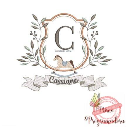 Matriz de Bordado moldura cavalinho-nome cassiano 12