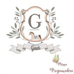 Matriz de Bordado moldura cavalinho-nome gael 43