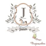 Matriz de Bordado moldura cavalinho-nome james 72