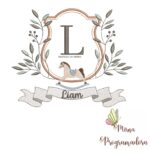 Matriz de Bordado moldura cavalinho-nome liam 83