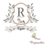 Matriz de Bordado moldura cavalinho-nome ryan 128