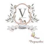 Matriz de Bordado moldura cavalinho-nome victor 115