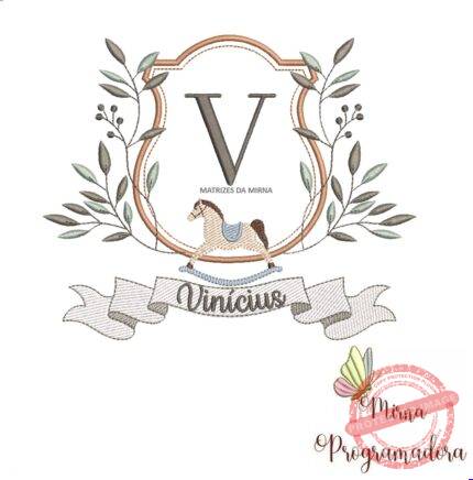 Matriz de Bordado moldura cavalinho-nome vinicius 114