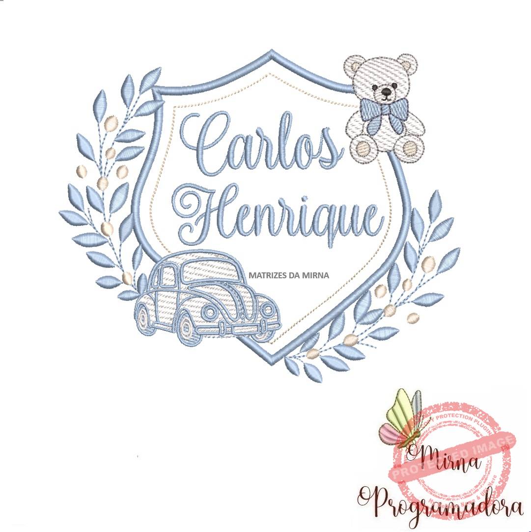 matriz de bordado brasao carro ursinho-carlos henrique 94-mirna matriz de bordado brasao carro ursinho-carlos henrique 94 - Imagem 1