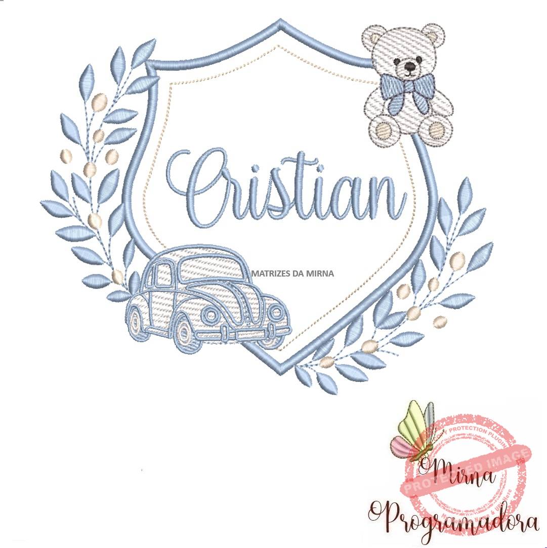 matriz de bordado brasao carro ursinho-cristian 74-mirna matriz de bordado brasao carro ursinho-cristian 74 - Imagem 1