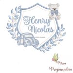 matriz de bordado brasao carro ursinho-henry nicolas 77