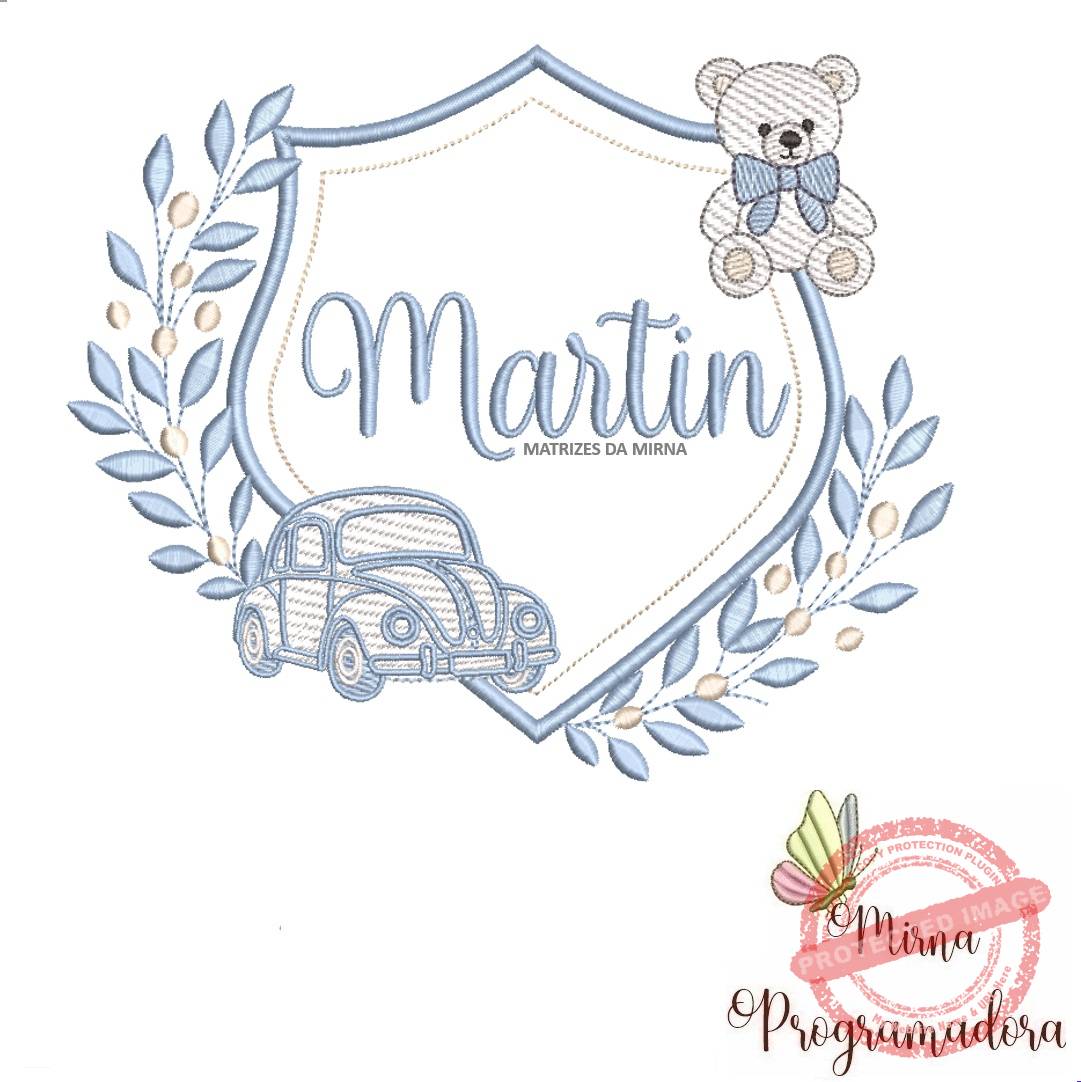 matriz de bordado brasao carro ursinho-martin 66-mirna matriz de bordado brasao carro ursinho-martin 66 - Imagem 1