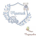 matriz de bordado brasao carro ursinho-maverick 50