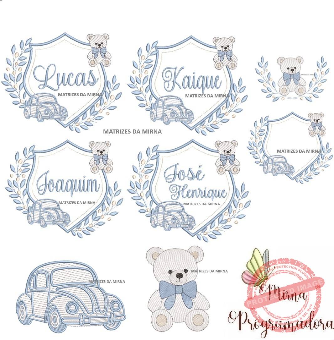 matriz de bordado colecao nomes brasao carro com urso2 matriz-de-bordado-colecao-nomes-brasao-carro-com-urso2