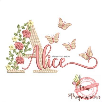 matriz-de-bordado-flores-borboletas-nome-alice