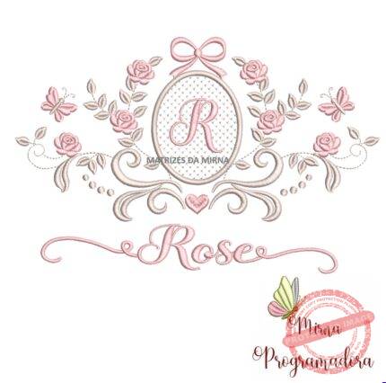 matriz de bordado moldura arabesco rose 23