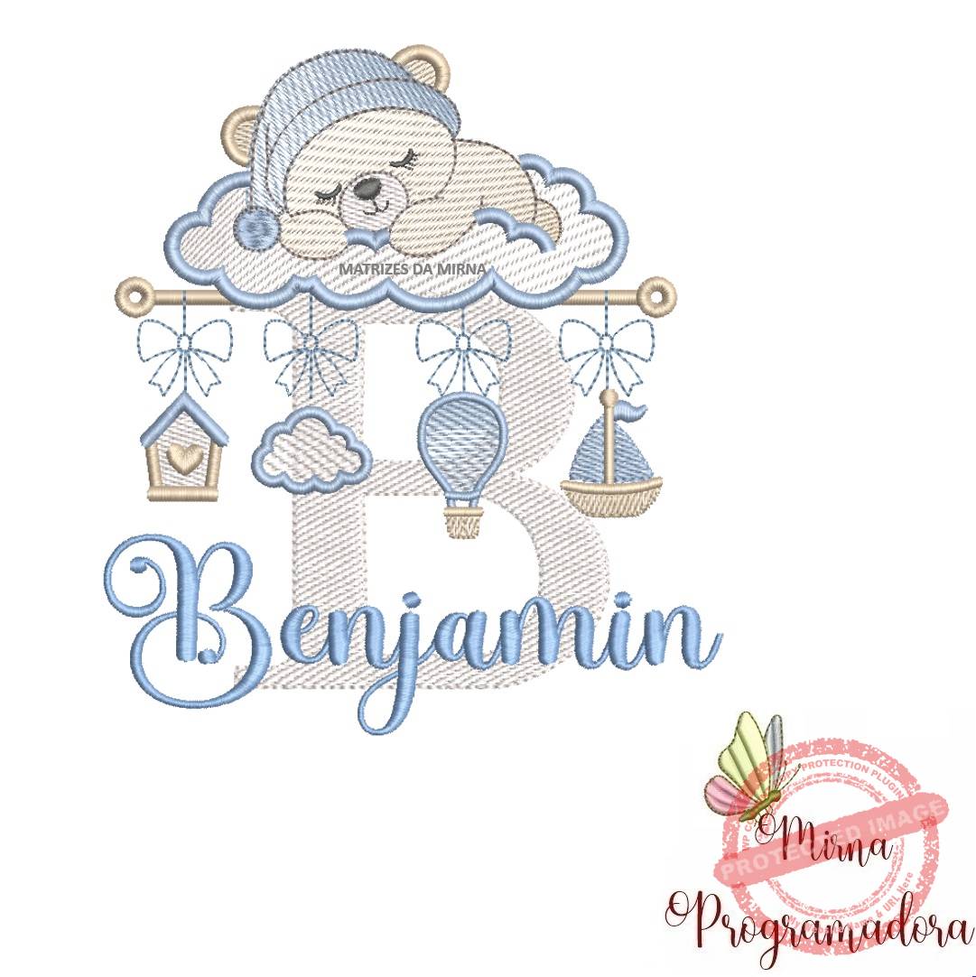 matriz de bordado bebe dormindo nome benjamin 08 matriz de bordado bebe dormindo nome benjamin 08. - Imagem 1