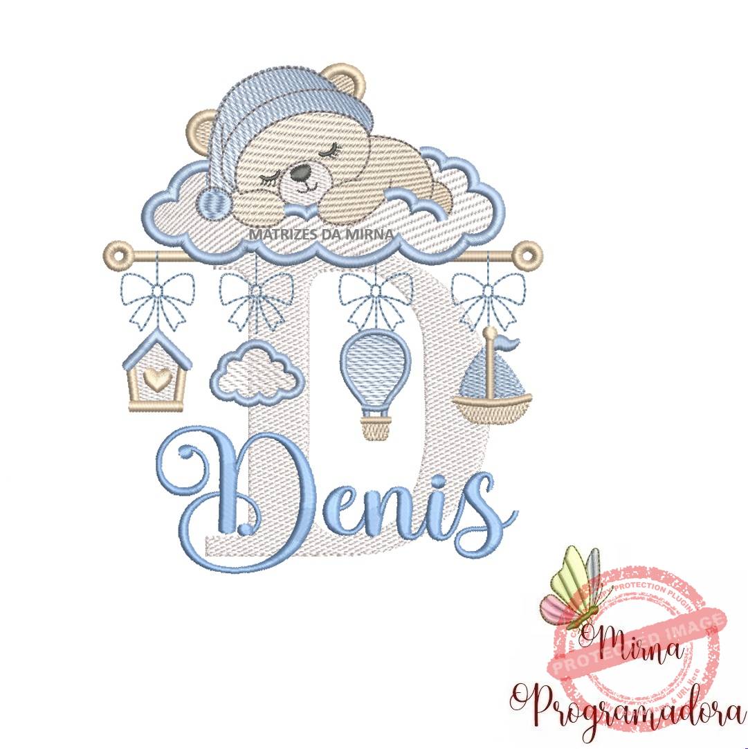 matriz de bordado bebe dormindo nome denis 49 matriz de bordado bebe dormindo nome denis 49. - Imagem 1