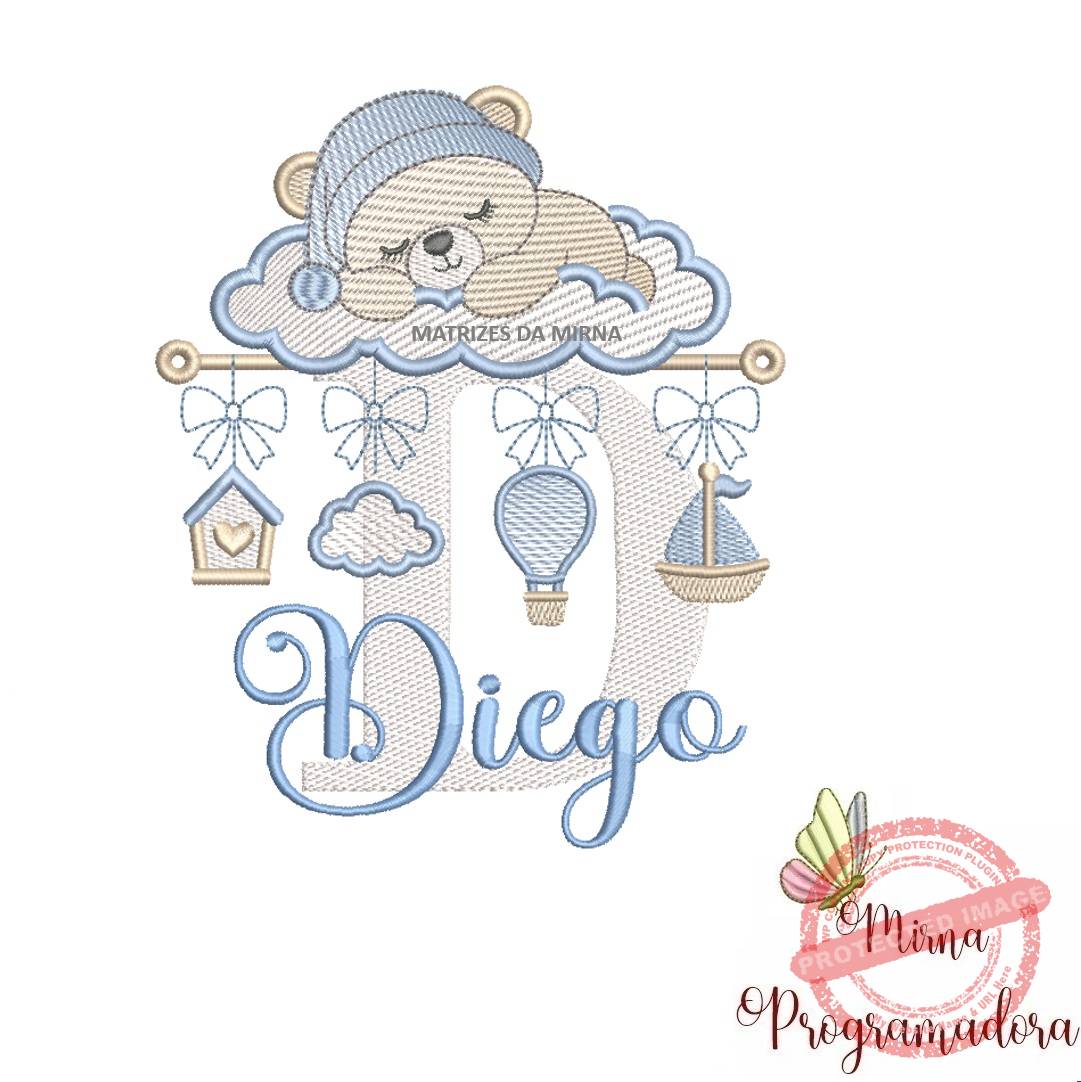 matriz de bordado bebe dormindo nome diego 47 matriz de bordado bebe dormindo nome diego 47. - Imagem 1