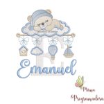 matriz de bordado bebe dormindo nome emanuel 58.