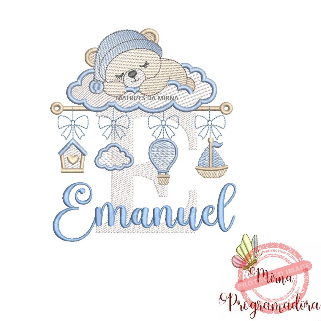 matriz de bordado bebe dormindo nome emanuel 58 matriz de bordado bebe dormindo nome emanuel 58. - Imagem 1