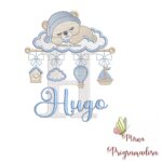matriz de bordado bebe dormindo nome hugo 57.