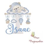 matriz de bordado bebe dormindo nome isaac 59.