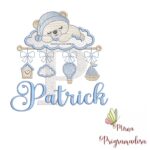 matriz de bordado bebe dormindo nome patrick 72.